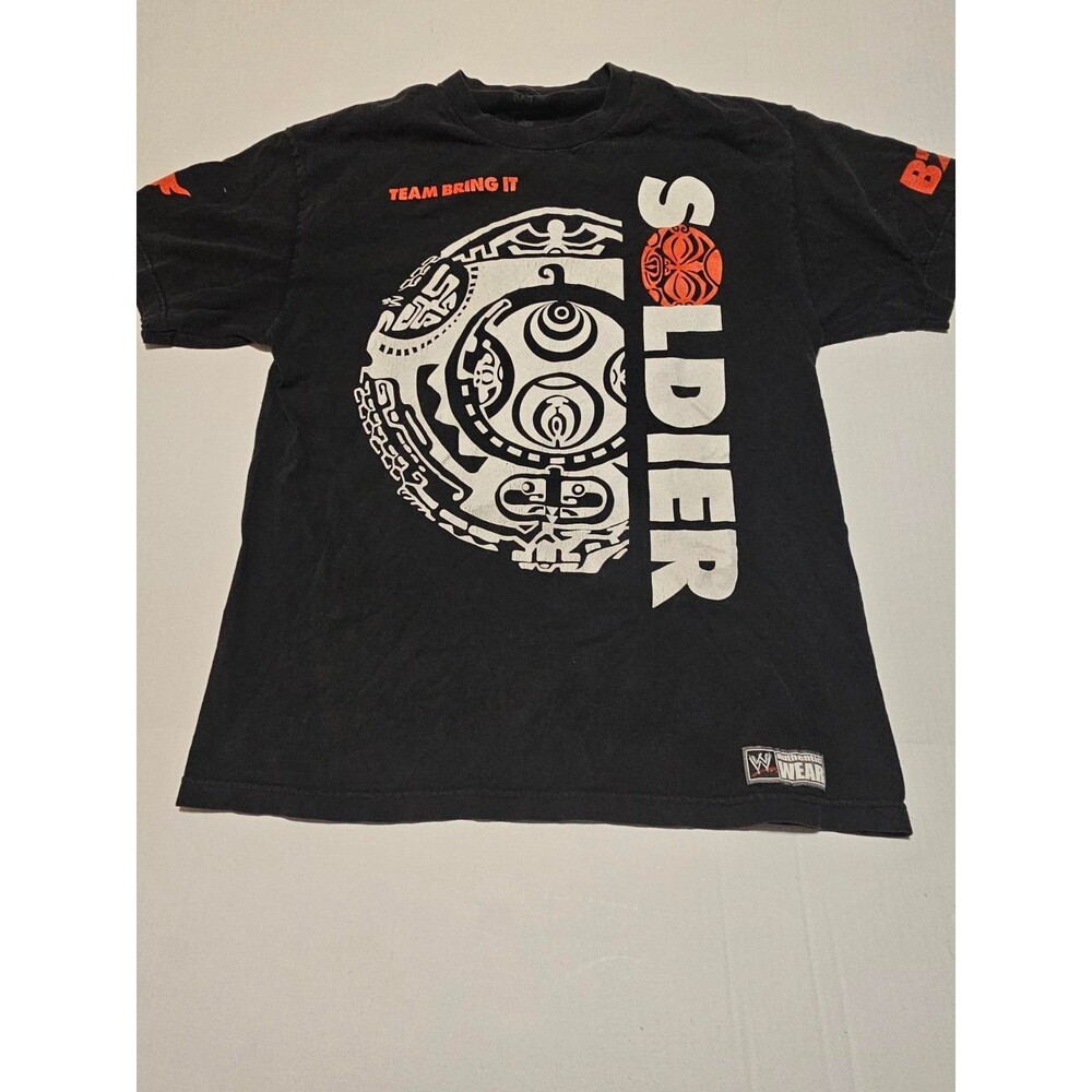WWE The Rock Soldier Team Bring It Push The Pace T Shirt Mens L Black Wrestling